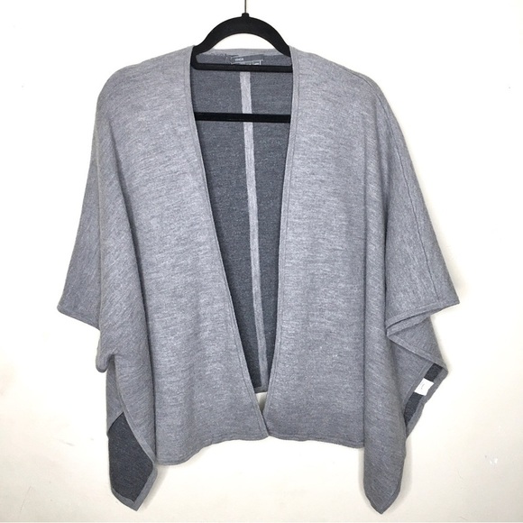 Vince Double Face Wool Blend Poncho Gray - Picture 3 of 11